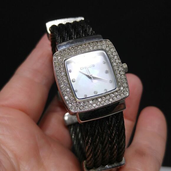 Vintage Chico's Cuff Watch Rhinestones, Needs Battery, 6 1/2 Inches - Picture 12 of 14